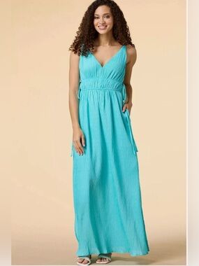 Aqua V-Neck Maxi Dress from Taylor